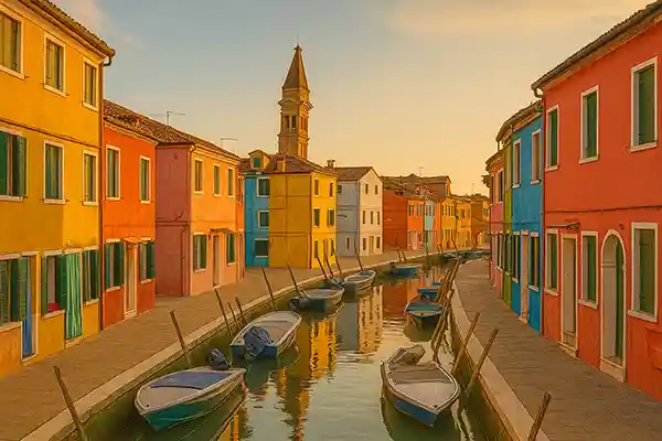 🇮🇹 Burano: il borgo più colorato d’Italia tra merletti, canali e leggende