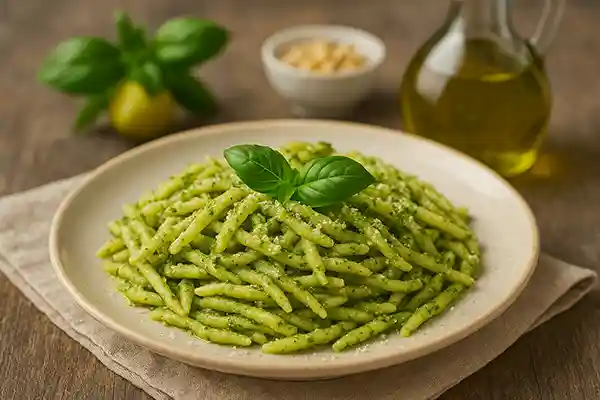 🌿 Trofie al pesto genovese – Sapore d’estate tra mare e basilico