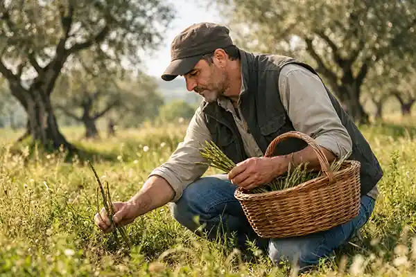 raccolta degli asparagi selvatici
